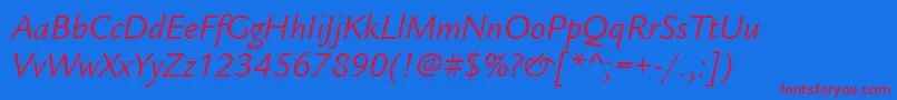 ItcLegacySansLtBookItalic Font – Red Fonts on Blue Background
