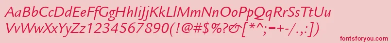 ItcLegacySansLtBookItalic Font – Red Fonts on Pink Background