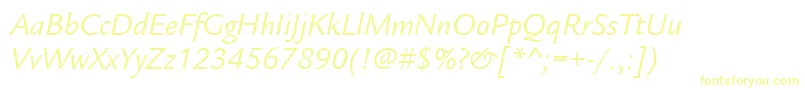 ItcLegacySansLtBookItalic Font – Yellow Fonts on White Background