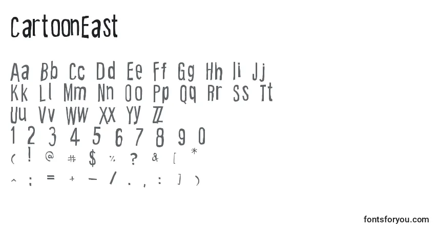 Czcionka CartoonEast – alfabet, cyfry, specjalne znaki