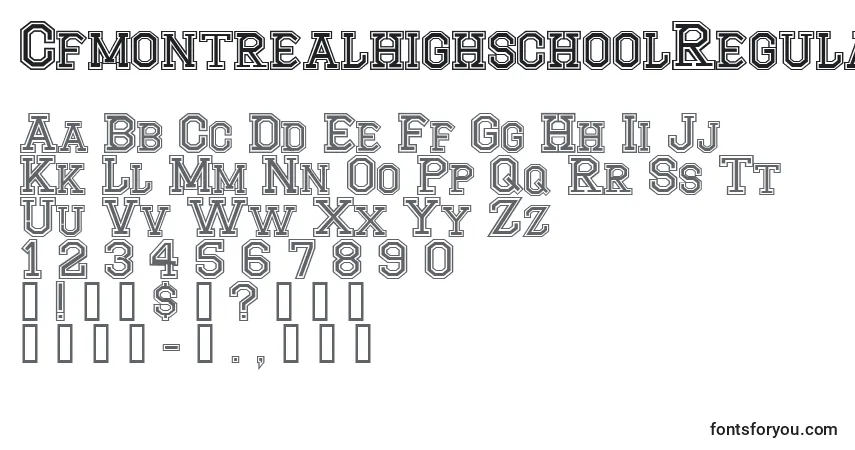 Czcionka CfmontrealhighschoolRegular – alfabet, cyfry, specjalne znaki