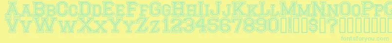 CfmontrealhighschoolRegular Font – Green Fonts on Yellow Background