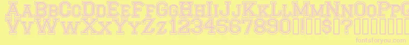 Czcionka CfmontrealhighschoolRegular – różowe czcionki na żółtym tle