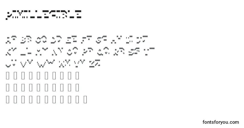 Fuente Pixillegible - alfabeto, números, caracteres especiales