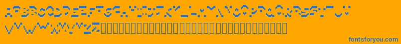 Pixillegible Font – Blue Fonts on Orange Background