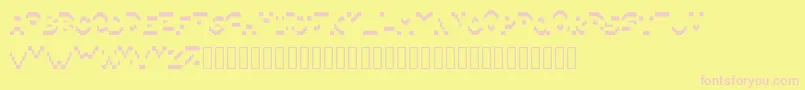 Pixillegible Font – Pink Fonts on Yellow Background
