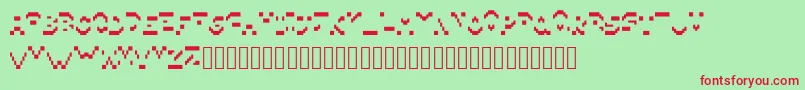 Fonte Pixillegible – fontes vermelhas em um fundo verde