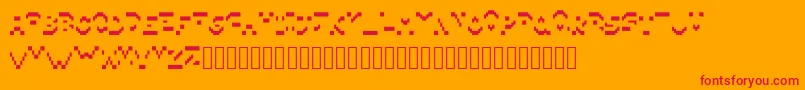 フォントPixillegible – オレンジの背景に赤い文字