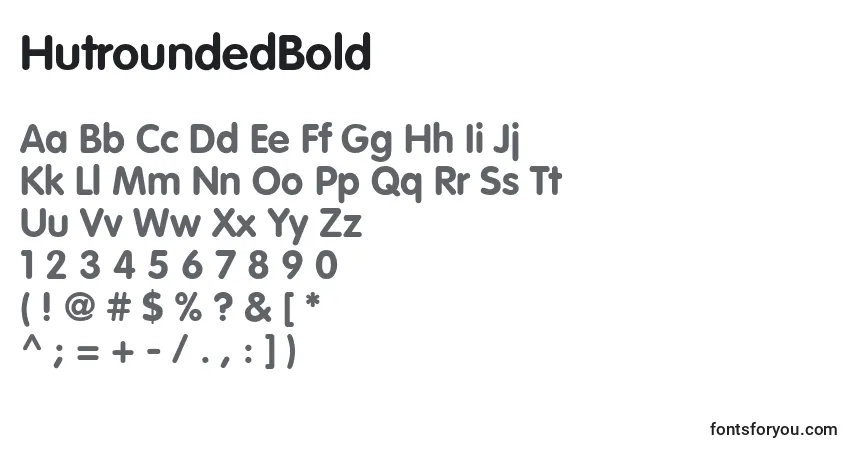 Czcionka HutroundedBold – alfabet, cyfry, specjalne znaki