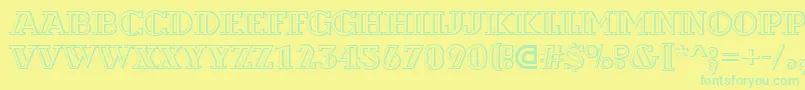 ADexterotldecor3D-Schriftart – Grüne Schriften auf gelbem Hintergrund