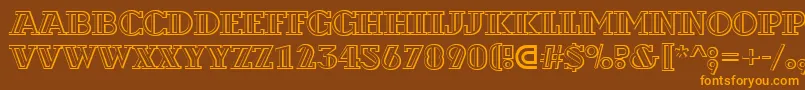 ADexterotldecor3D-Schriftart – Orangefarbene Schriften auf braunem Hintergrund