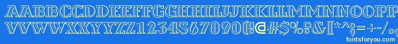 ADexterotldecor3D-Schriftart – Gelbe Schriften auf blauem Hintergrund