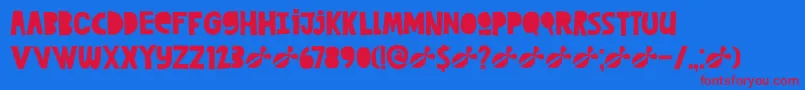 DkCutAlong Font – Red Fonts on Blue Background