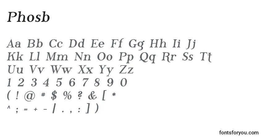 characters of phosb font, letter of phosb font, alphabet of  phosb font
