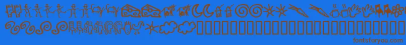 Czcionka Gooddb – brązowe czcionki na niebieskim tle