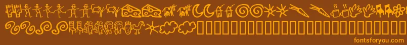 Gooddb-Schriftart – Orangefarbene Schriften auf braunem Hintergrund