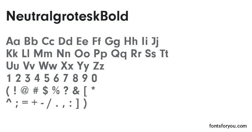 Schriftart NeutralgroteskBold – Alphabet, Zahlen, spezielle Symbole