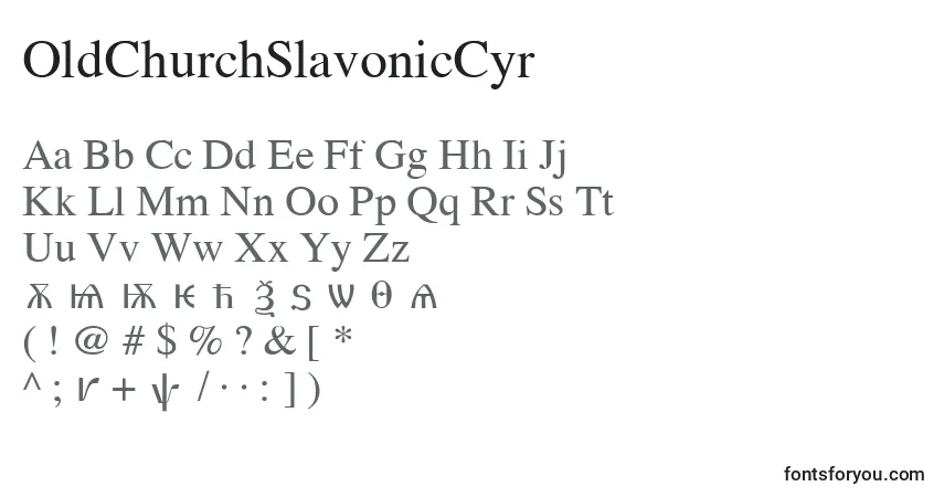 A fonte OldChurchSlavonicCyr – alfabeto, números, caracteres especiais