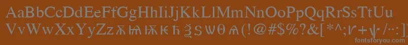 OldChurchSlavonicCyr-Schriftart – Graue Schriften auf braunem Hintergrund