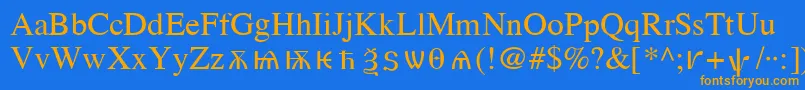 OldChurchSlavonicCyr Font – Orange Fonts on Blue Background