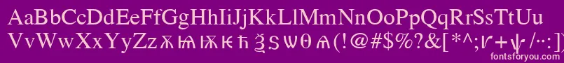 OldChurchSlavonicCyr-Schriftart – Rosa Schriften auf violettem Hintergrund