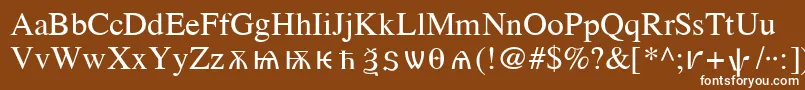 OldChurchSlavonicCyr-fontti – valkoiset fontit ruskealla taustalla