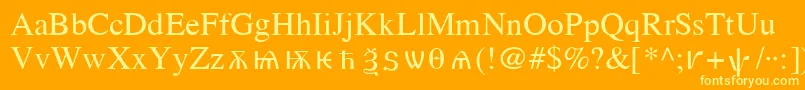 OldChurchSlavonicCyr-fontti – keltaiset fontit oranssilla taustalla