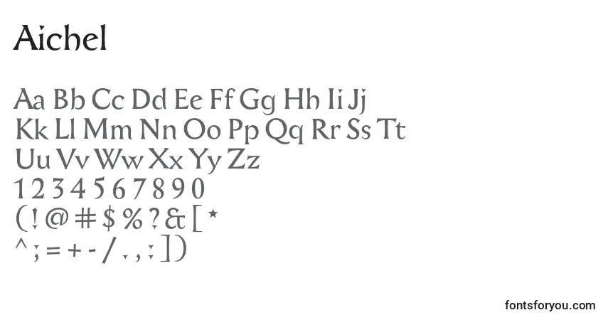 Czcionka Aichel – alfabet, cyfry, specjalne znaki