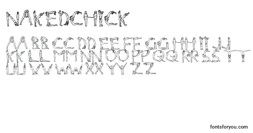 Schriftart Nakedchick – Alphabet, Zahlen, spezielle Symbole