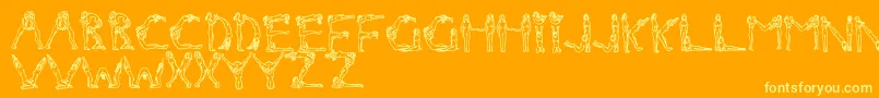 Nakedchick-Schriftart – Gelbe Schriften auf orangefarbenem Hintergrund