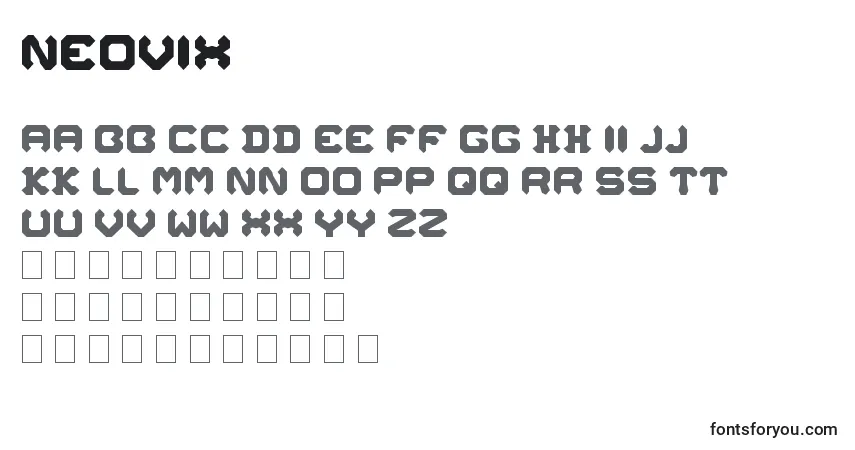 A fonte Neovix – alfabeto, números, caracteres especiais