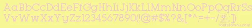 TypoGeoslabRegularDemo-fontti – vaaleanpunaiset fontit keltaisella taustalla