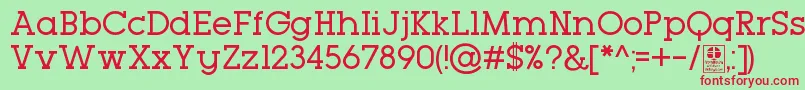 TypoGeoslabRegularDemo Font – Red Fonts on Green Background