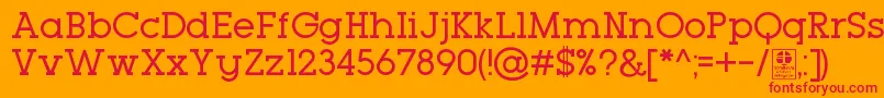 TypoGeoslabRegularDemo-Schriftart – Rote Schriften auf orangefarbenem Hintergrund