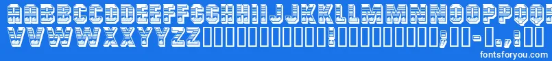 OceanViewMfInitials-Schriftart – Weiße Schriften auf blauem Hintergrund
