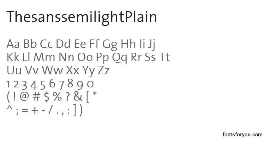 Czcionka ThesanssemilightPlain – alfabet, cyfry, specjalne znaki
