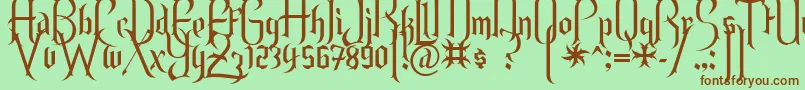 Endor-Schriftart – Braune Schriften auf grünem Hintergrund
