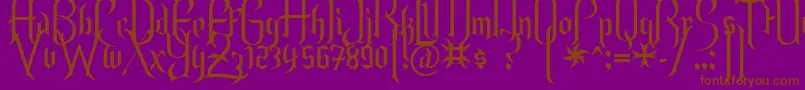 Endor-Schriftart – Braune Schriften auf violettem Hintergrund