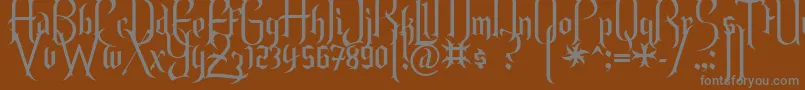 Endor-fontti – harmaat kirjasimet ruskealla taustalla