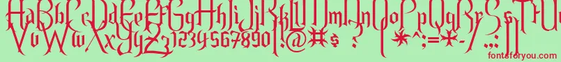 Endor-fontti – punaiset fontit vihreällä taustalla