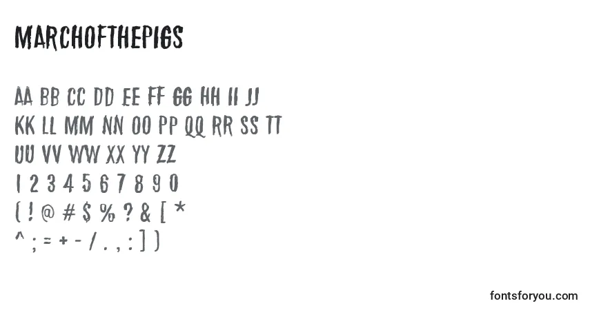 Schriftart MarchOfThePigs – Alphabet, Zahlen, spezielle Symbole