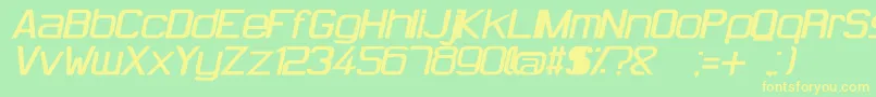 HugFemmesBoldItalic Font – Yellow Fonts on Green Background