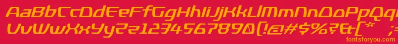 フォントKompressorBolditalic – 赤い背景にオレンジの文字