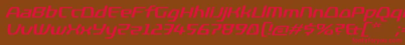 フォントKompressorBolditalic – 赤い文字が茶色の背景にあります。