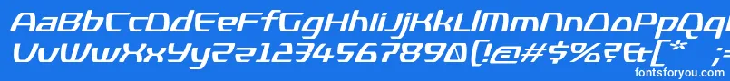 Czcionka KompressorBolditalic – białe czcionki na niebieskim tle