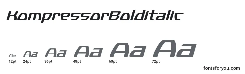 Размеры шрифта KompressorBolditalic