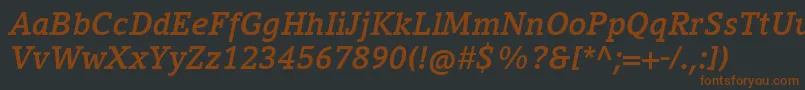 Шрифт CompatilLetterLtComBoldItalic – коричневые шрифты на чёрном фоне