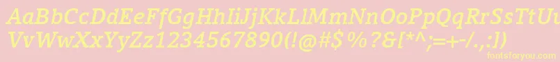 CompatilLetterLtComBoldItalic-Schriftart – Gelbe Schriften auf rosa Hintergrund