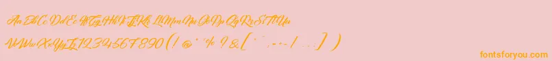 QuantumOfMechanic-Schriftart – Orangefarbene Schriften auf rosa Hintergrund