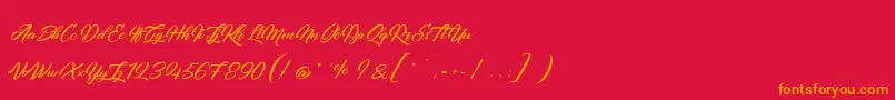 QuantumOfMechanic-Schriftart – Orangefarbene Schriften auf rotem Hintergrund